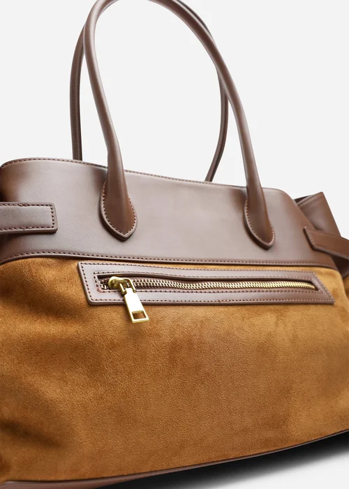 Where's That From Brown Lyanna Buckled Tote Bag With Side Zip - One Size Image 5