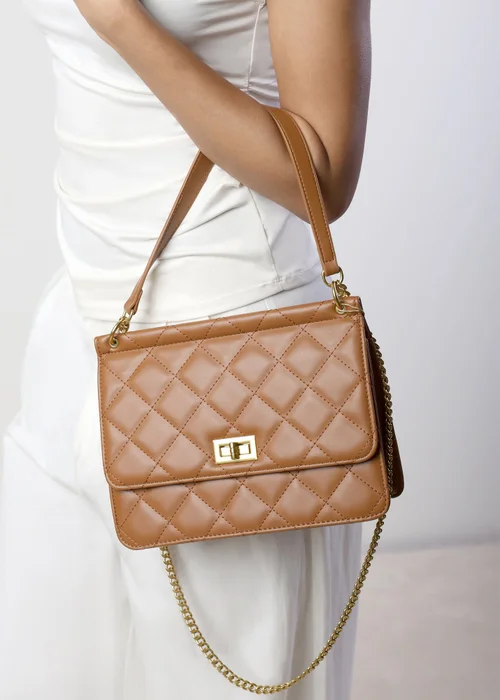 Where's That From Brown Arisbeth Quilted Cross Body Shoulder Bag - One Size Image 6