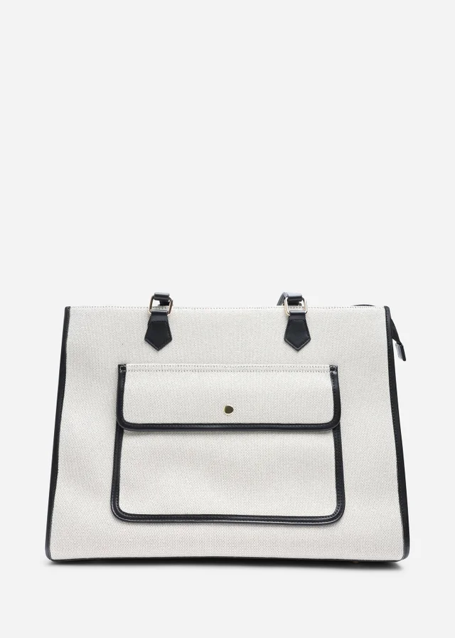 Where's That From Black Henley Canvas Shoulder Tote Bag