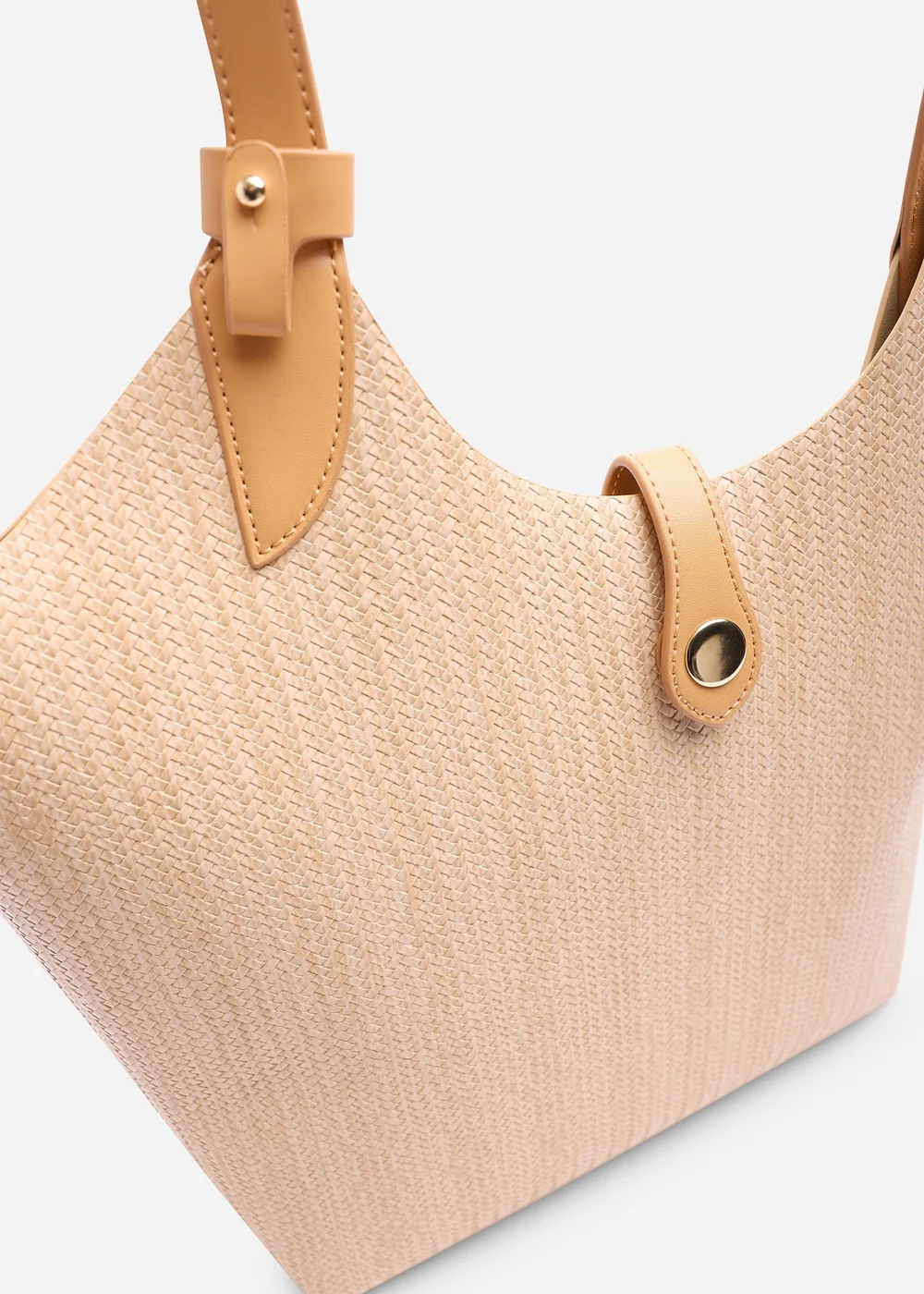 Where's That From Beige Akira Raffia Shoulder Bag With Contrast Front Pocket - One Size Image 3