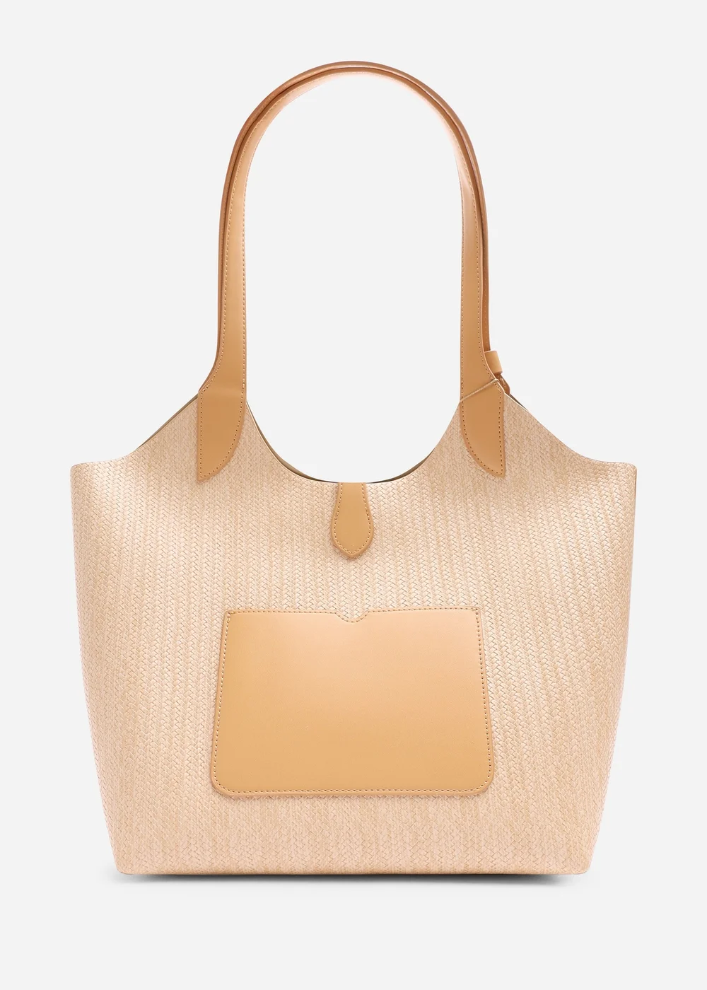 Where's That From Beige Akira Raffia Shoulder Bag With Contrast Front Pocket - One Size Image 4