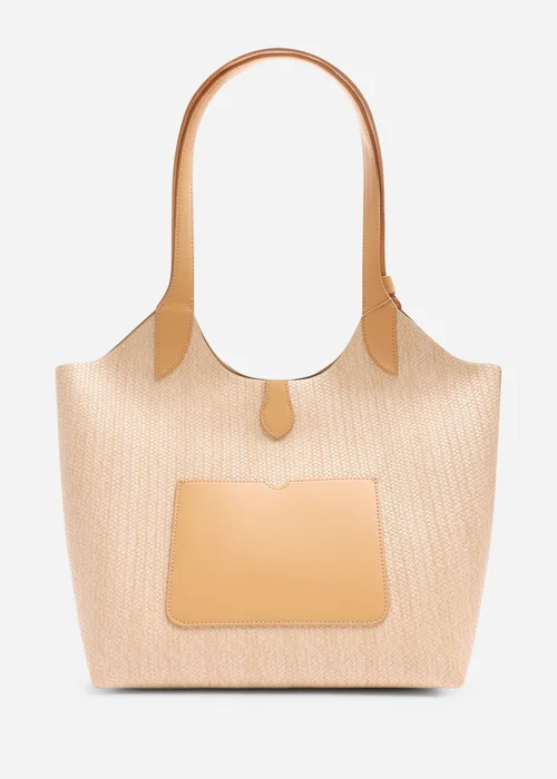 Where's That From Beige Akira Raffia Shoulder Bag With Contrast Front Pocket - One Size Image 4
