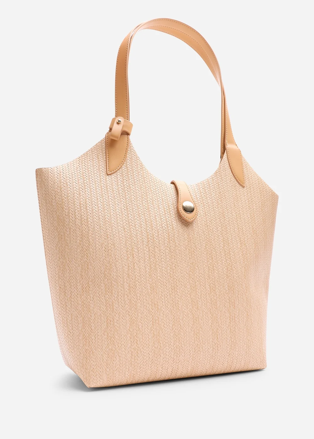 Where's That From Beige Akira Raffia Shoulder Bag With Contrast Front Pocket - One Size Image 2
