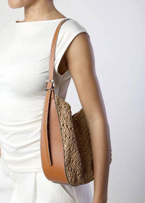 Where's That From Tan Harmoni Woven Natural Fibre Shoulder Bag - One Size Image 6