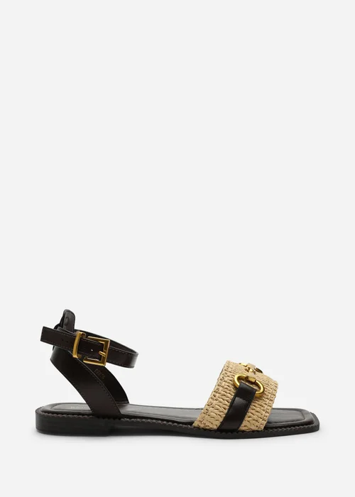 Where's That From Brown Catelyn PU Straw Detail Strap Sandals With Buckle Closure - 5 Image 3