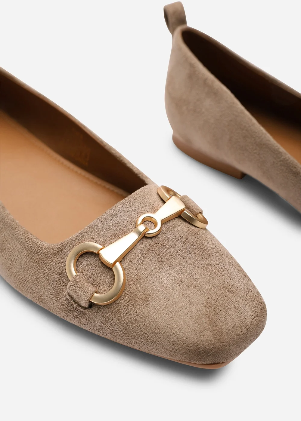 Where's That From Camel Lauren Suede Wide Ballet Flats With Front Buckle Detail - Size 5 Image 5