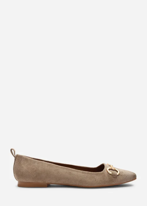 Where's That From Camel Lauren Suede Wide Ballet Flats With Front Buckle Detail - Size 5 Image 2
