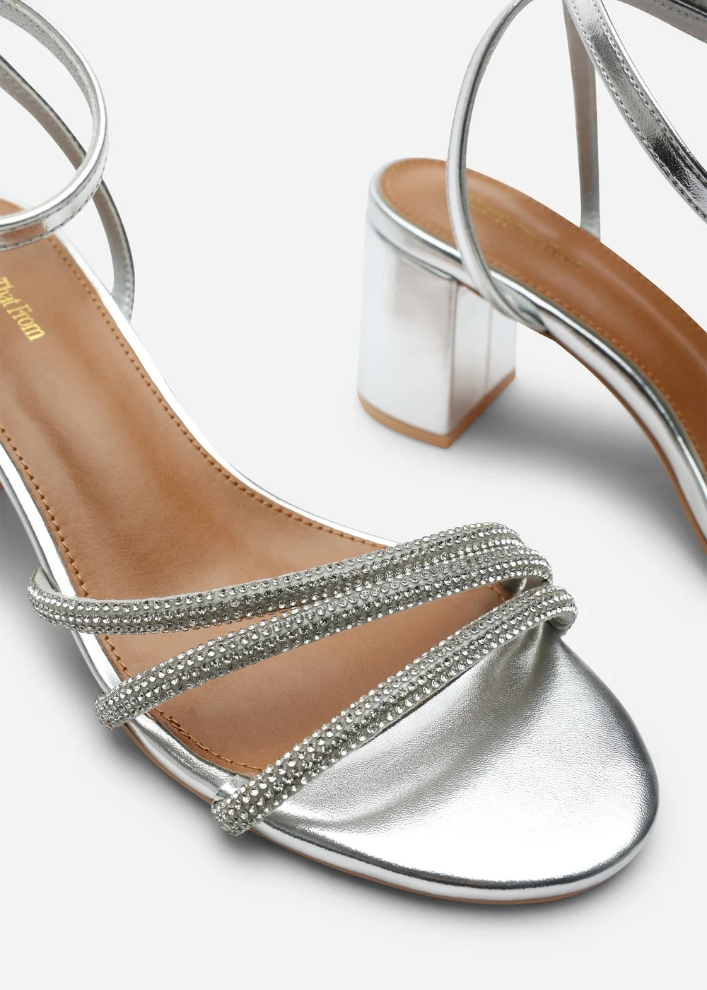 Where's That From Silver Khalani Diamante Strappy Heels - 4 Image 5