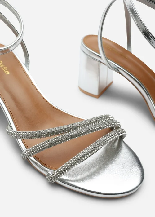 Where's That From Silver Khalani Diamante Strappy Heels - 4 Image 5