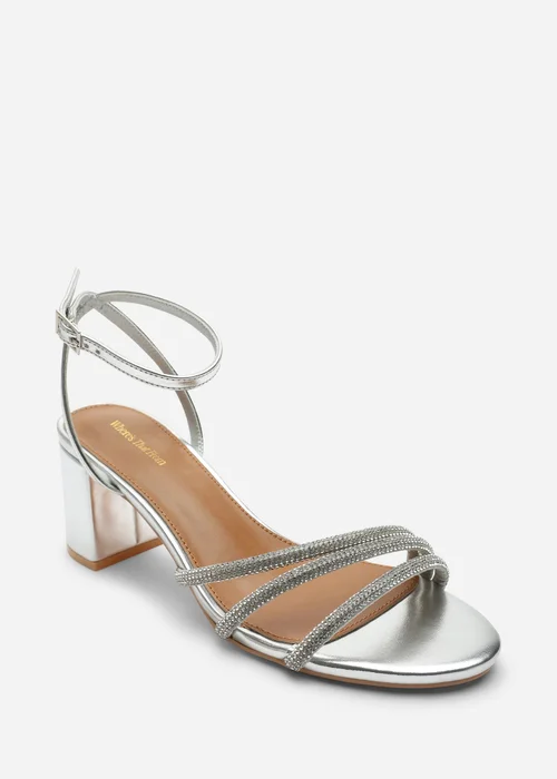 Where's That From Silver Khalani Diamante Strappy Heels - 4 Image 3
