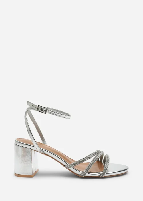 Where's That From Silver Khalani Diamante Strappy Heels - 4 Image 1