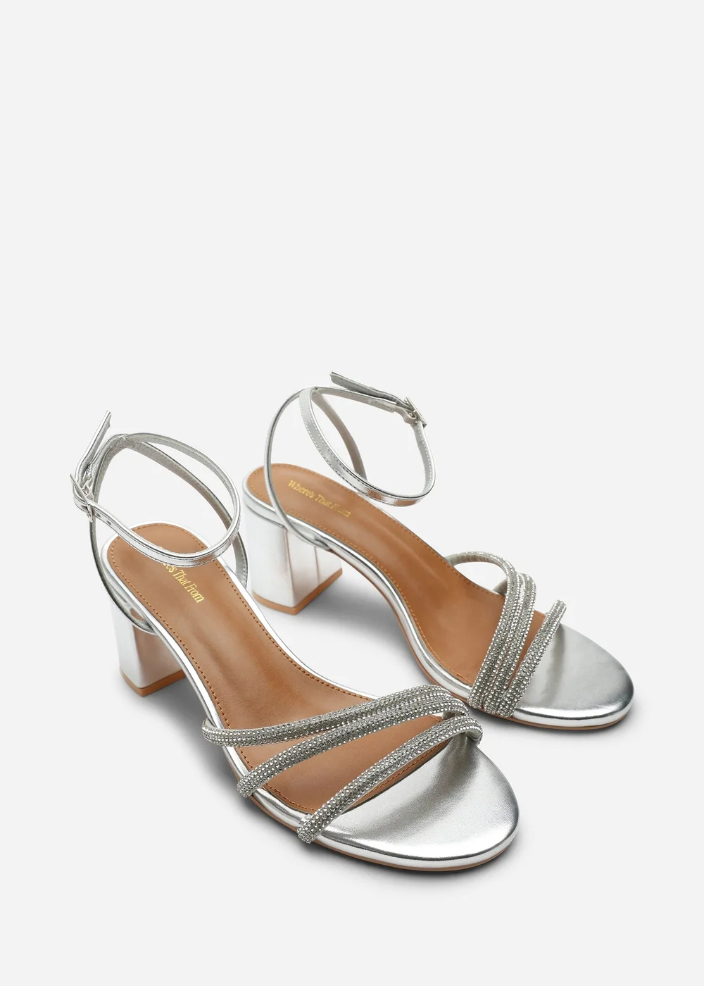 Where's That From Silver Khalani Diamante Strappy Heels - 4 Image 4