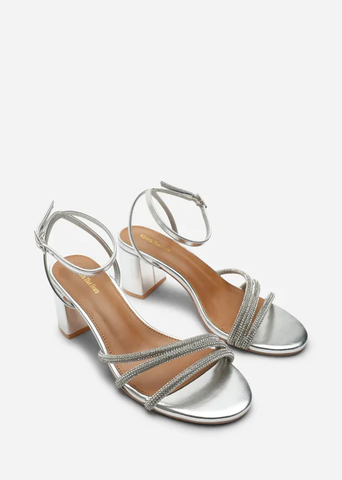 Where's That From Silver Khalani Diamante Strappy Heels - 4 Image 4