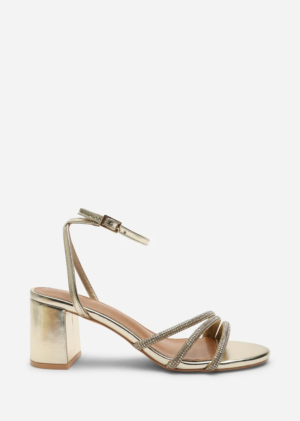 Where's That From Gold Khalani Diamante Strappy Heels - 5 Image 1