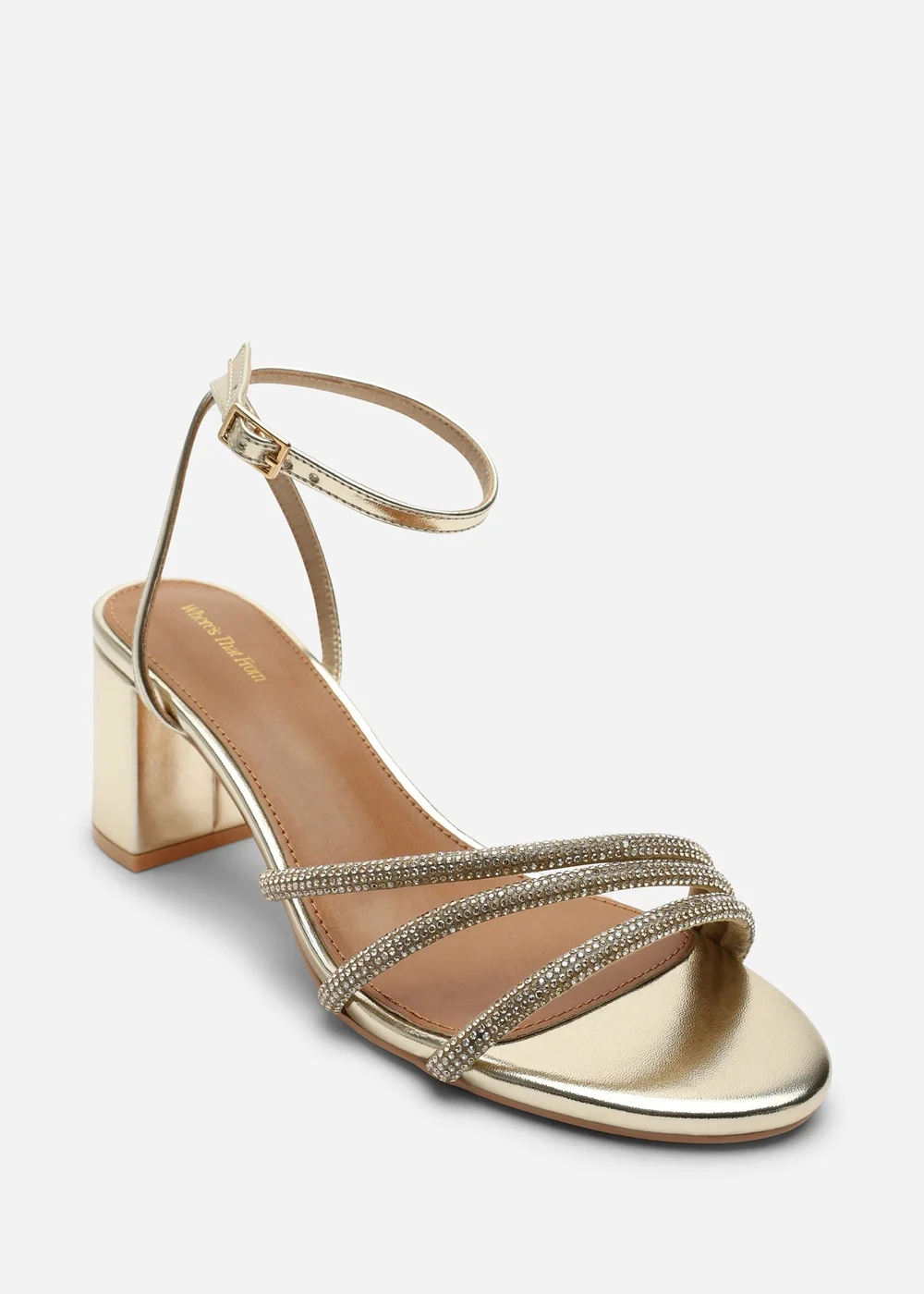 Where's That From Gold Khalani Diamante Strappy Heels - 5 Image 3