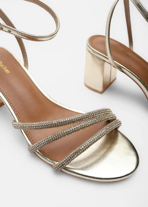 Where's That From Gold Khalani Diamante Strappy Heels - 5 Image 5
