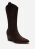 Where's That From Brown Yasmine Calf Cowboy Boots Block Heel Western Embroidered - 4 Image 2