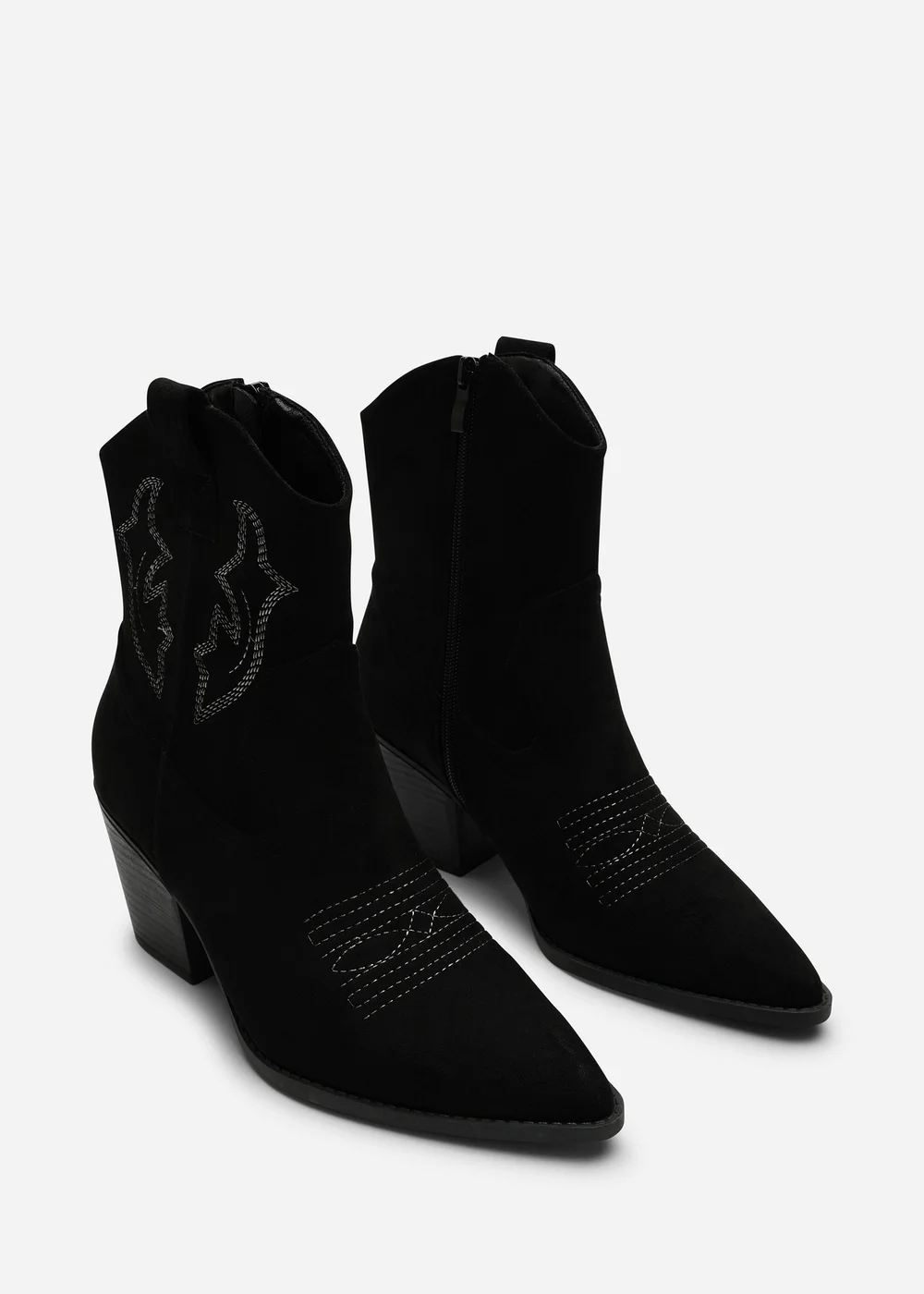 Where's That From Black Seraphina Cowboy Boots Ankle Length Western Block Heel - Size 6 Image 3