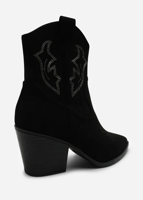 Where's That From Black Seraphina Cowboy Boots Ankle Length Western Block Heel - Size 6 Image 4