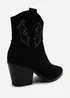 Where's That From Black Seraphina Cowboy Boots Ankle Length Western Block Heel - Size 6 Image 4