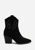 Where's That From Black Seraphina Cowboy Boots Ankle Length Western Block Heel - Size 6 Image 1