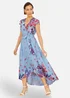 Yumi Blue Floral Mirror Wrap High Low Midi Wrap Dress - 10 Image 1