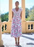 Yumi White Viscose Floral Ruched Waist Midi Dress - 12 Image 1
