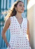 Yumi White Cherry Print Lace Trim Cotton Midi Dress - 16 Image 3