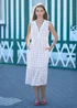 Yumi White Cherry Print Lace Trim Cotton Midi Dress - 16 Image 1