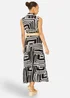 Yumi Black Viscose Geo Print Midi Shirt Dress With Matching Belt - 10 Image 2