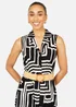 Yumi Black Viscose Geo Print Midi Shirt Dress With Matching Belt - 10 Image 3