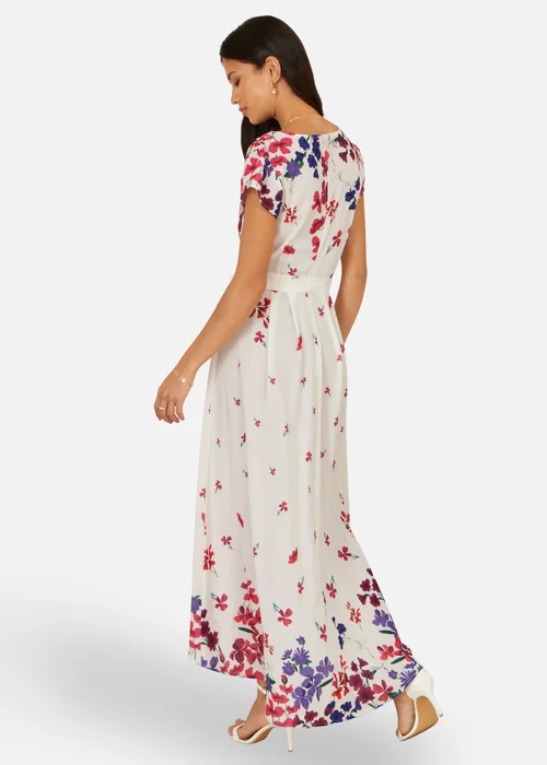 Yumi Ivory Floral Mirror Wrap Dress With Dip Hem - 18 Image 2
