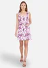Yumi Pink Retro Floral Cotton Stretch Pinafore Dress - 8 Image 1