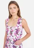 Yumi Pink Retro Floral Cotton Stretch Pinafore Dress - 8 Image 3