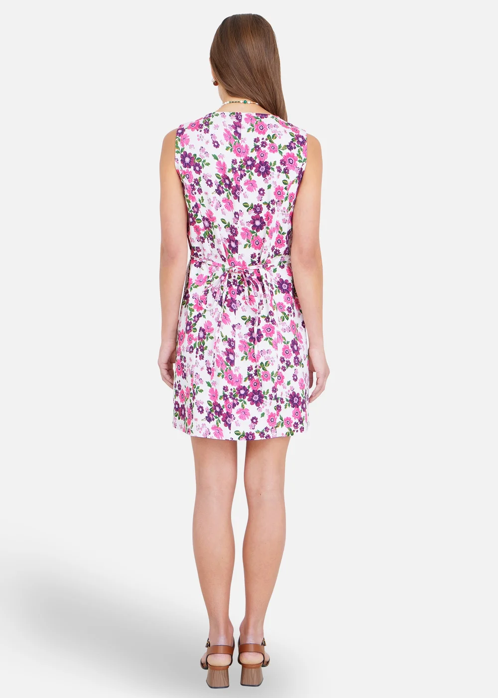 Yumi Pink Retro Floral Cotton Stretch Pinafore Dress - 8 Image 2