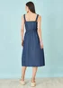 Yumi Blue Chambray Cotton Ruched Midi Sun Dress - 12 Image 2