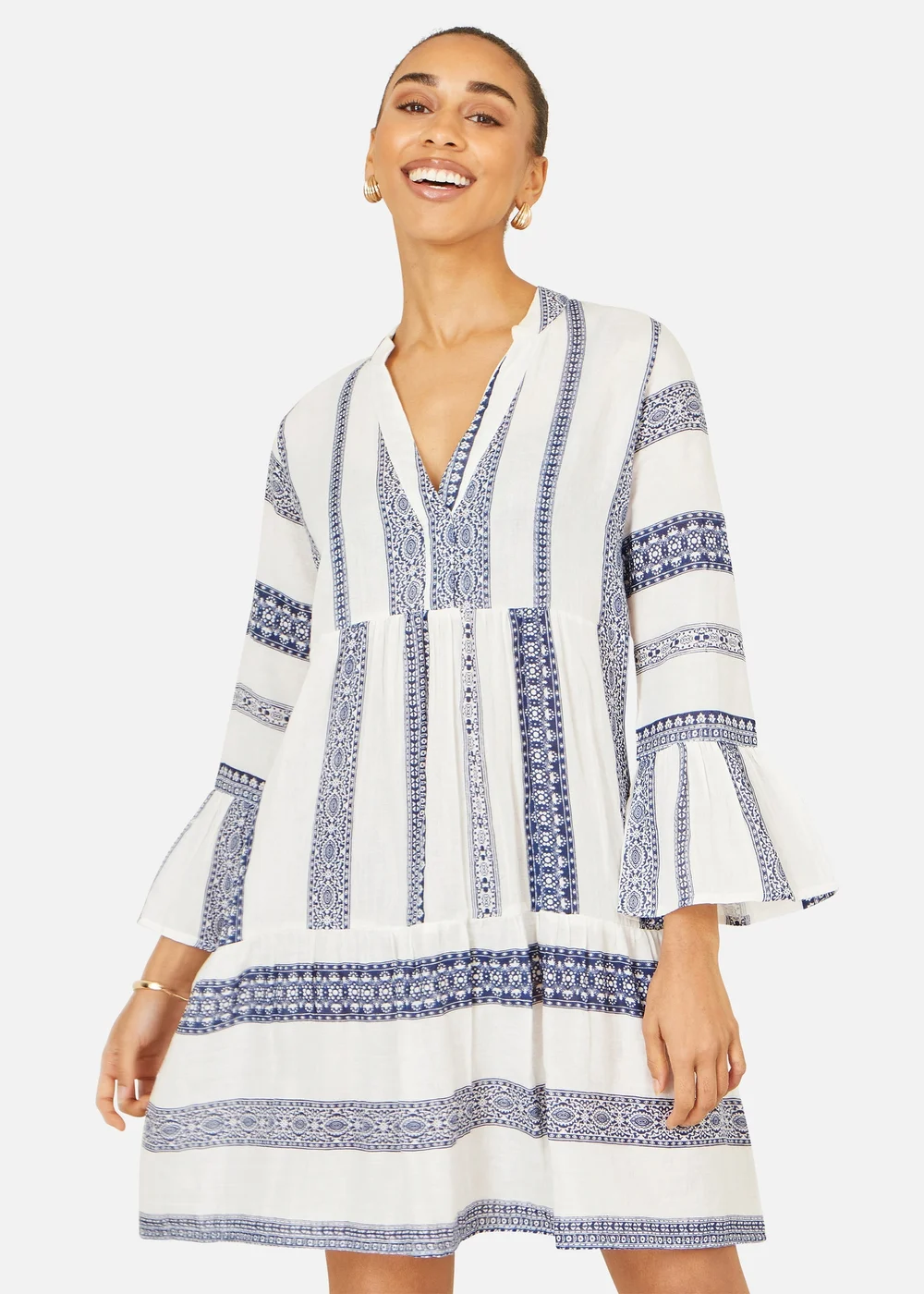 Yumi White Cotton Stripe Tunic - 24 Image 1