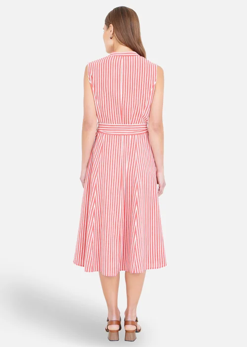 Yumi Red Stripe Midi Sleeveless Shirt Dress - 8 Image 2