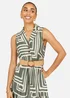 Yumi Green Viscose Geo Print Midi Shirt Dress With Matching Belt - 12 Image 3