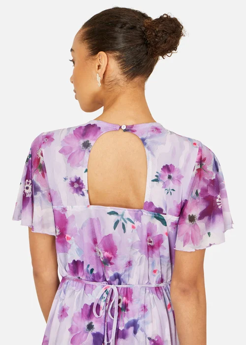 Yumi Lavender Floral Print Frill Midi Dress - 16 Image 3
