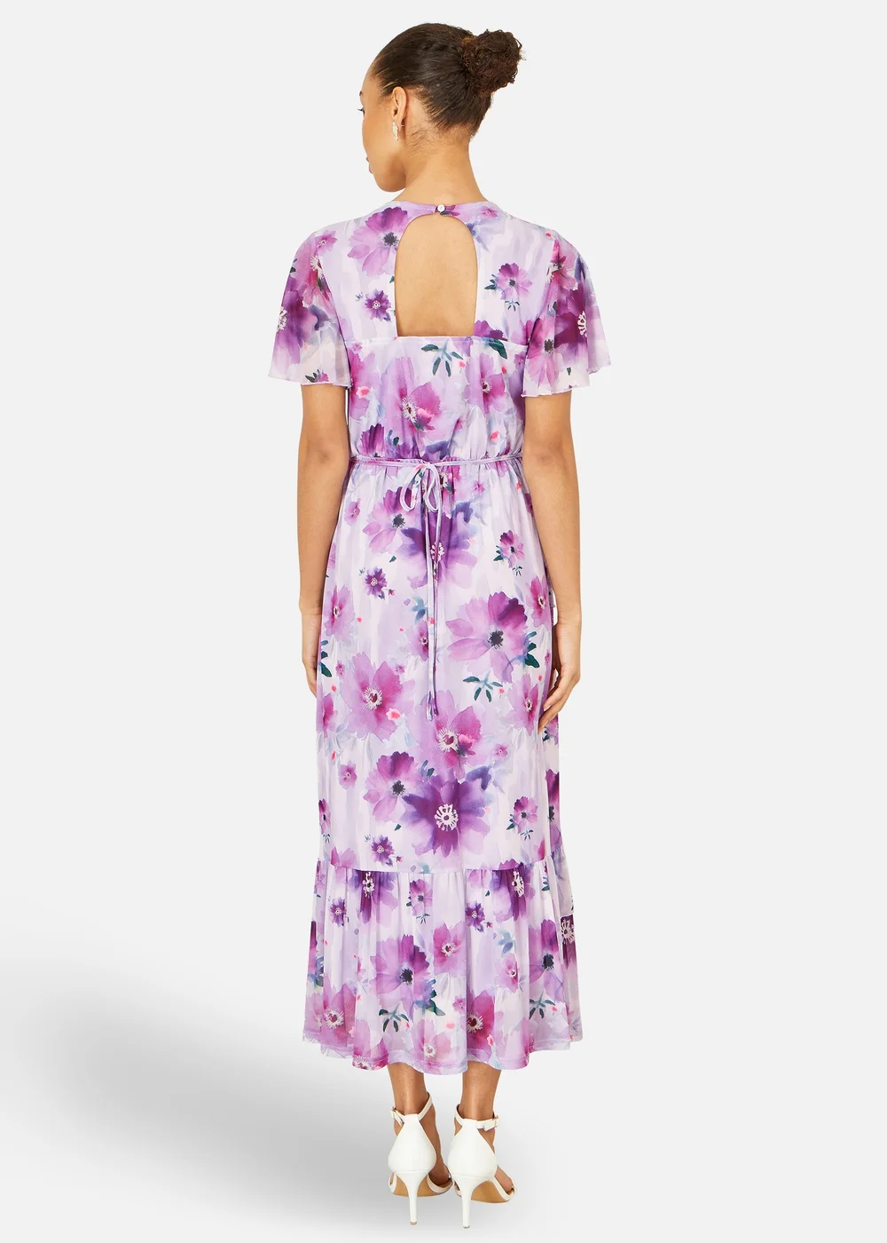 Yumi Lavender Floral Print Frill Midi Dress - 16 Image 2