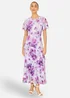 Yumi Lavender Floral Print Frill Midi Dress - 16 Image 1