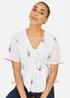 Yumi White Cotton Broderie Anglaise Embroidered Tie Top - 10 Image 1