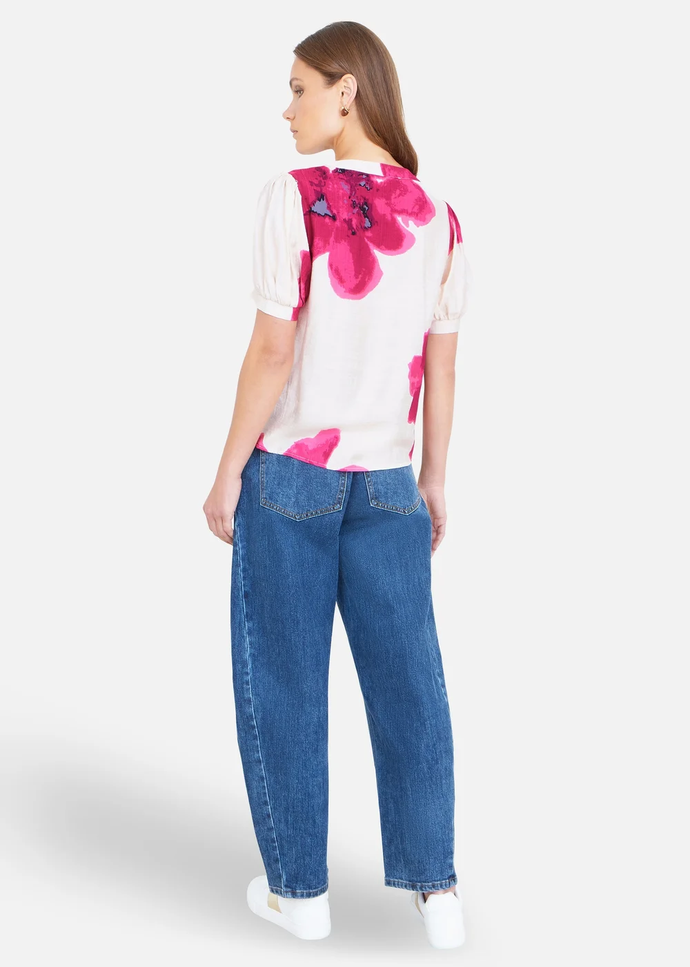 Yumi Pink Watercolour Viscose Floral Top - 12 Image 2
