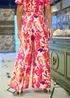Yumi Pink Abstract Floral Wide Leg Trousers - 10 Image 2