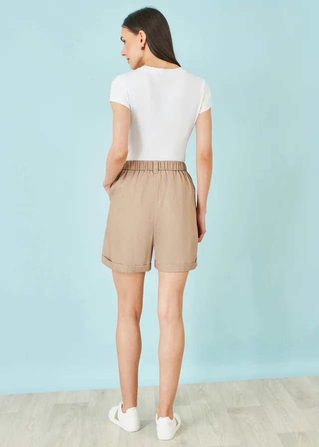 Yumi Brown Pleat Front Shorts