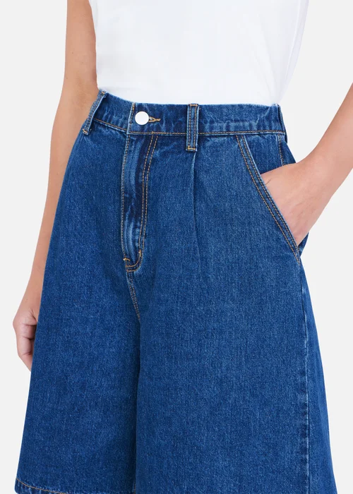 Yumi Blue Denim Wide Leg Shorts - 16 Image 3