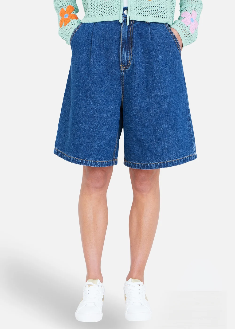 Yumi Blue Denim Wide Leg Shorts - 16 Image 1