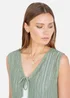 Yumi Green Knitted Cotton Tie Waistcoat Top - L Image 3