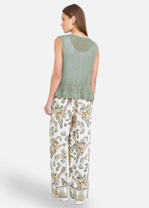Yumi Green Knitted Cotton Tie Waistcoat Top - L Image 2